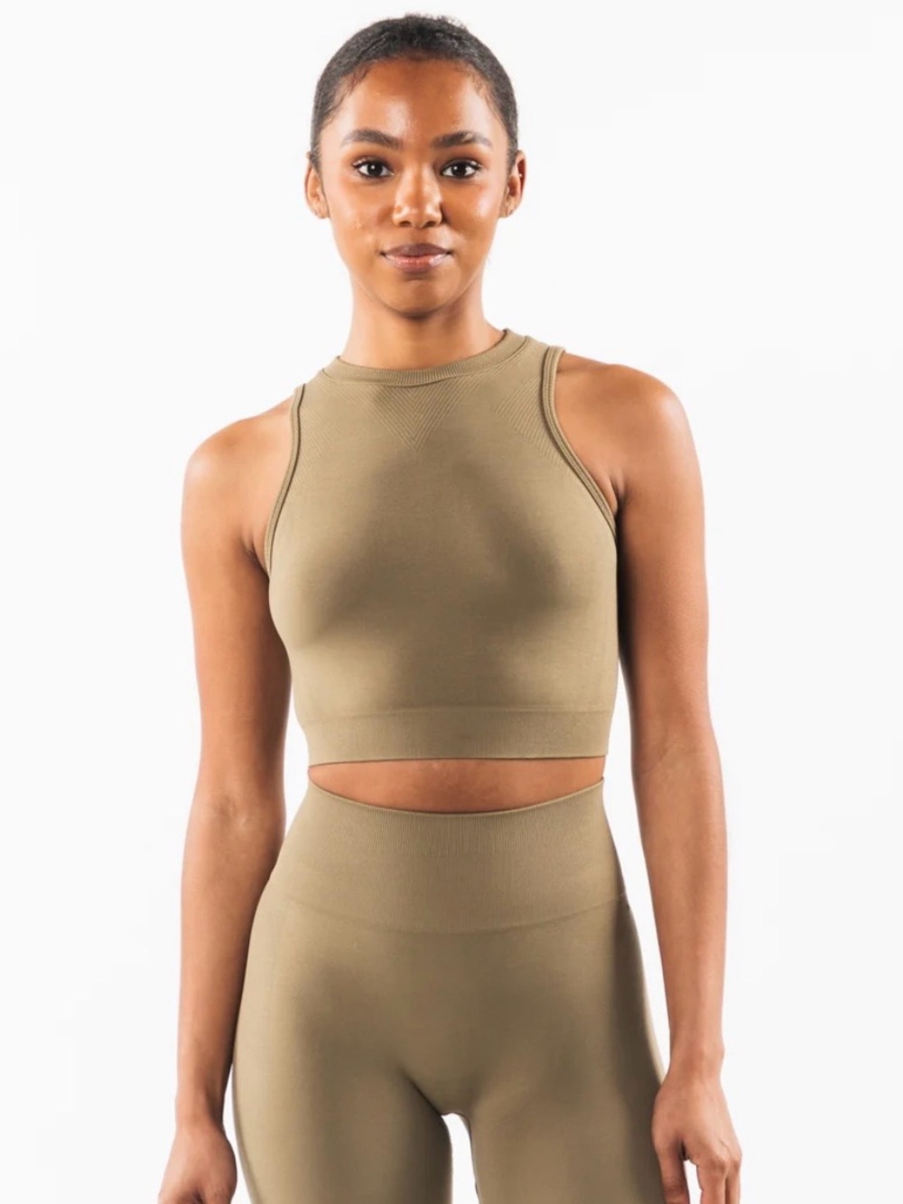 Alphalete Olive Tan Seamless Crop Tank